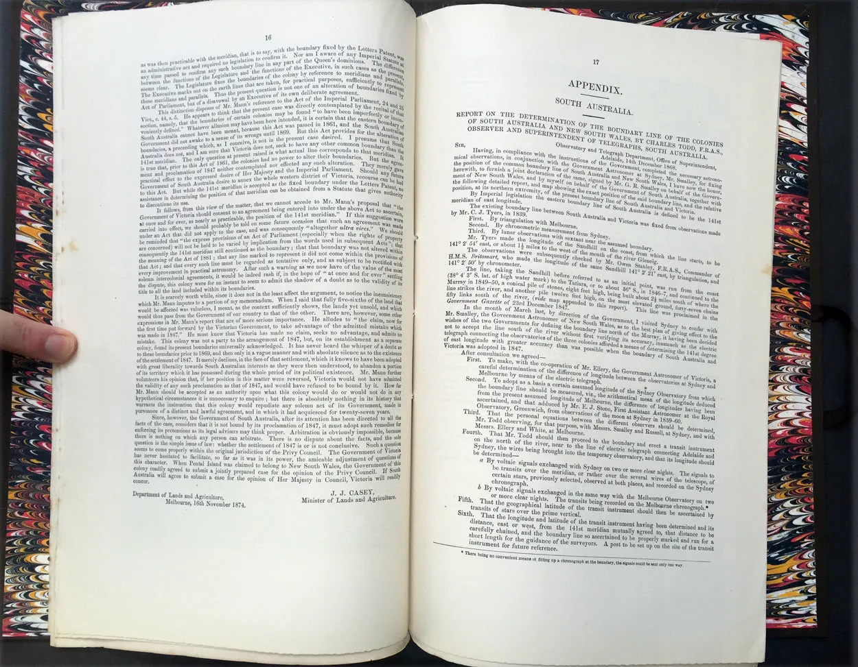 1874 Colonial Govt. Text & Maps on Boundary between South Australia & Victoria