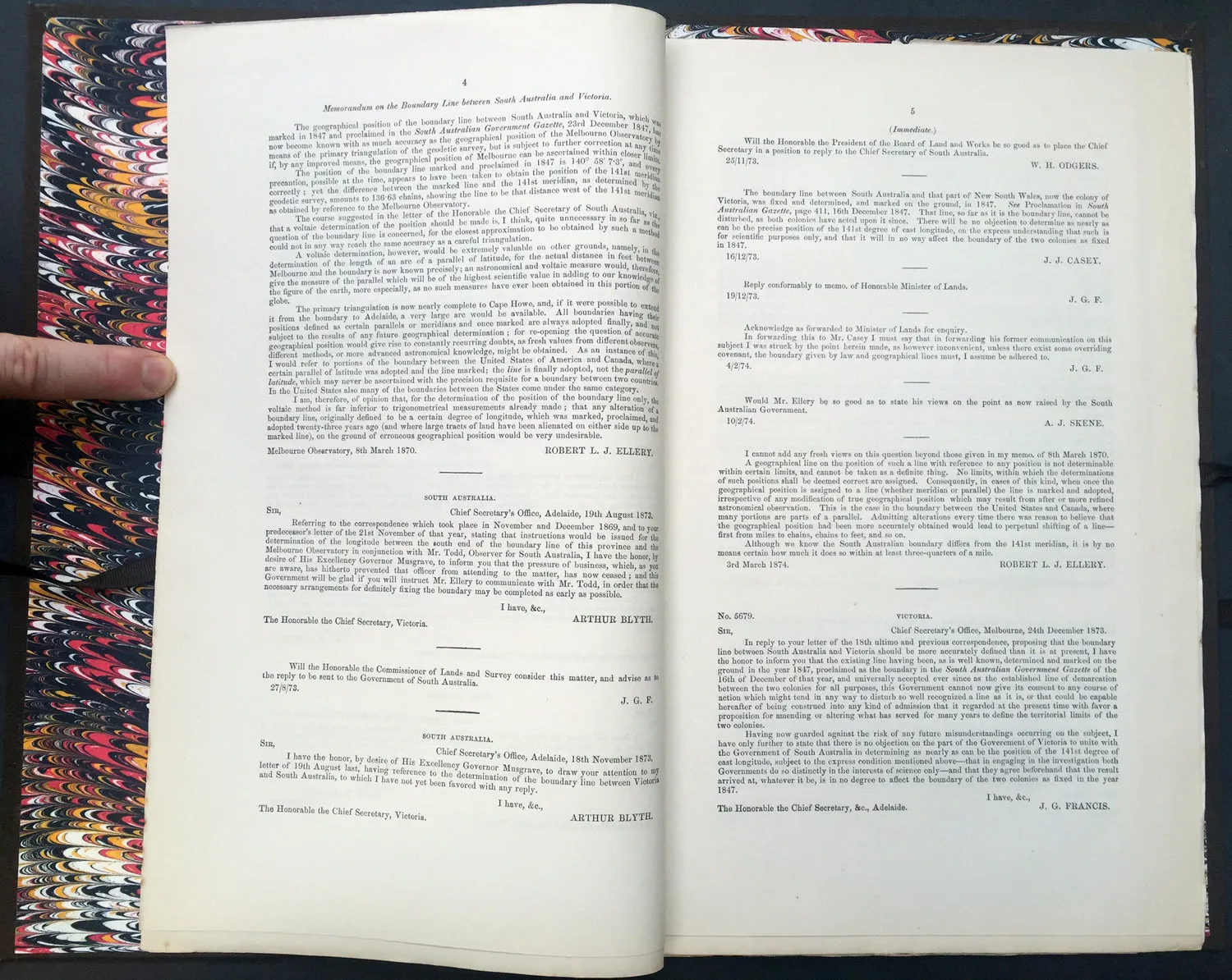 1874 Colonial Govt. Text & Maps on Boundary between South Australia & Victoria