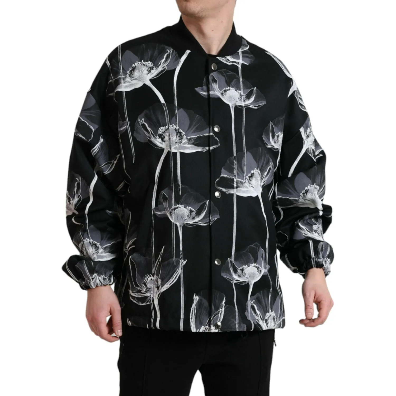 Dolce & Gabbana Elegant Floral-Print Bomber Jacket