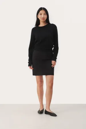 Evina Black Puff Shoulder Cashmere Sweater