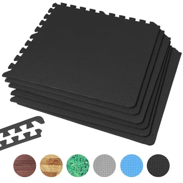 Floor Mat Set - 6 Mats 12 Edges - Black