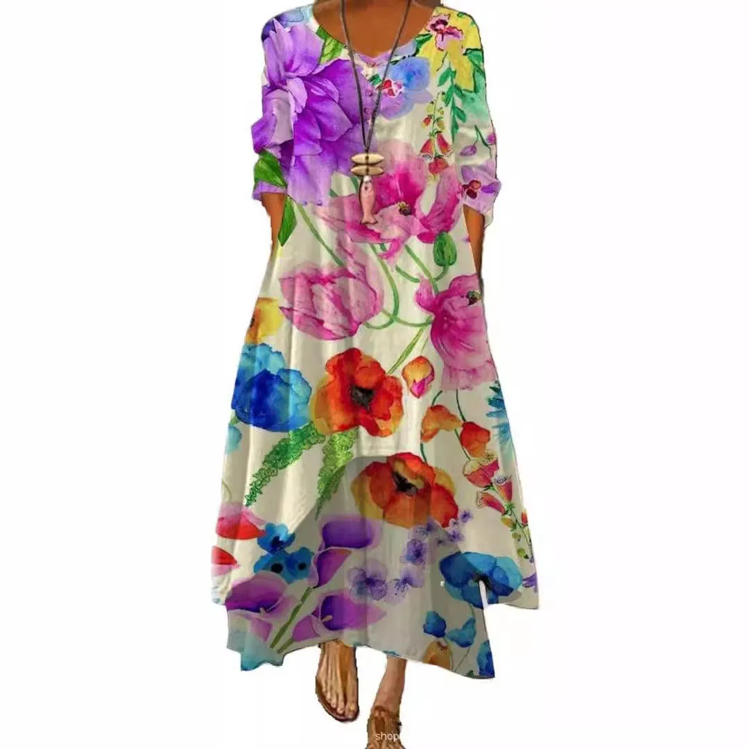 Irregular Flower Women's Dress Female