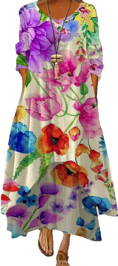 Irregular Flower Women's Dress Female