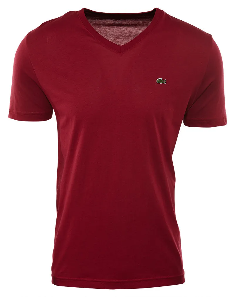 Lacoste Short Sleeve Pima Jersey V neck T-shirt Style # TH6604-51