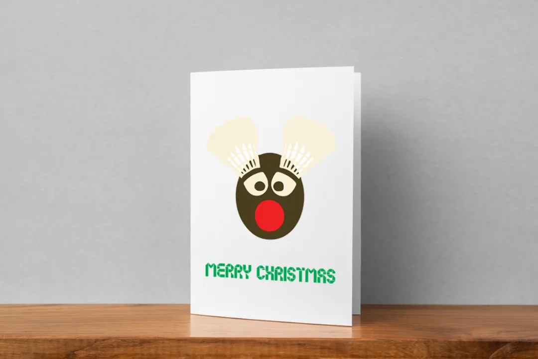 'Merry Christmas' Shuttle Deer Badminton Christmas Card