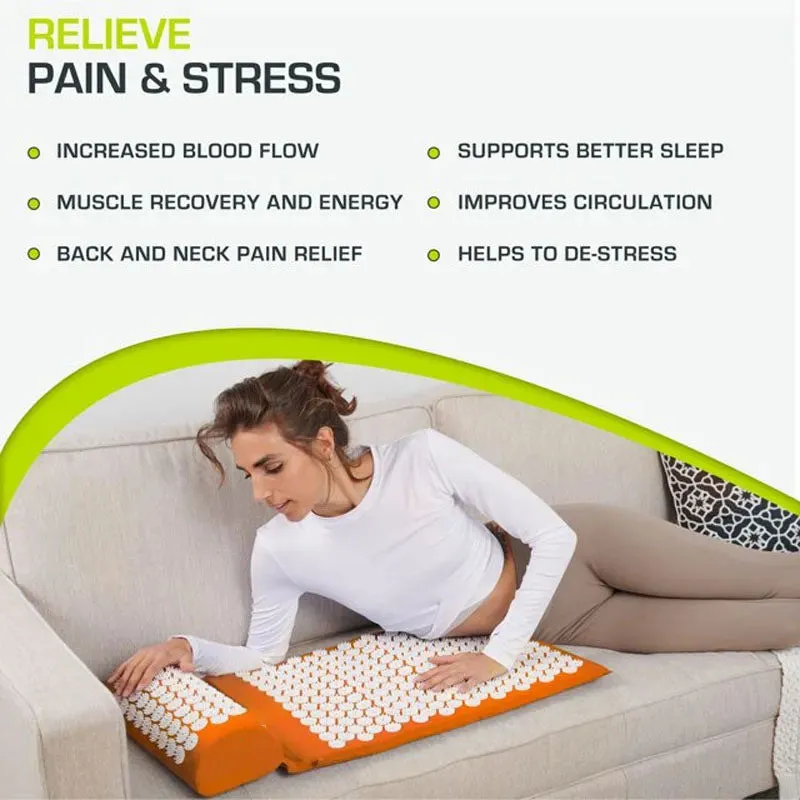 Premium Acupressure Mat And Pillow Set For Reviving Your Energy (Green)