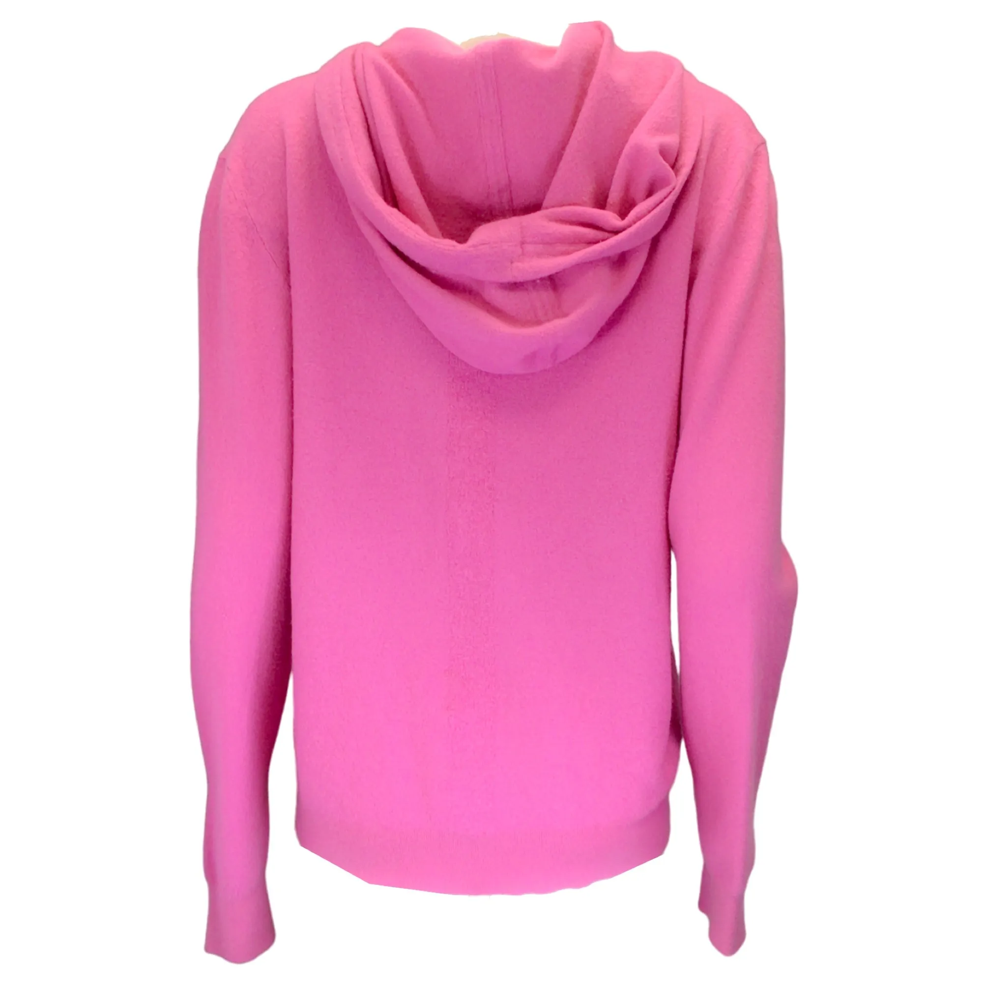 Rick Owens Hot Pink Hooded Zip-Front Cashmere Knit Sweater