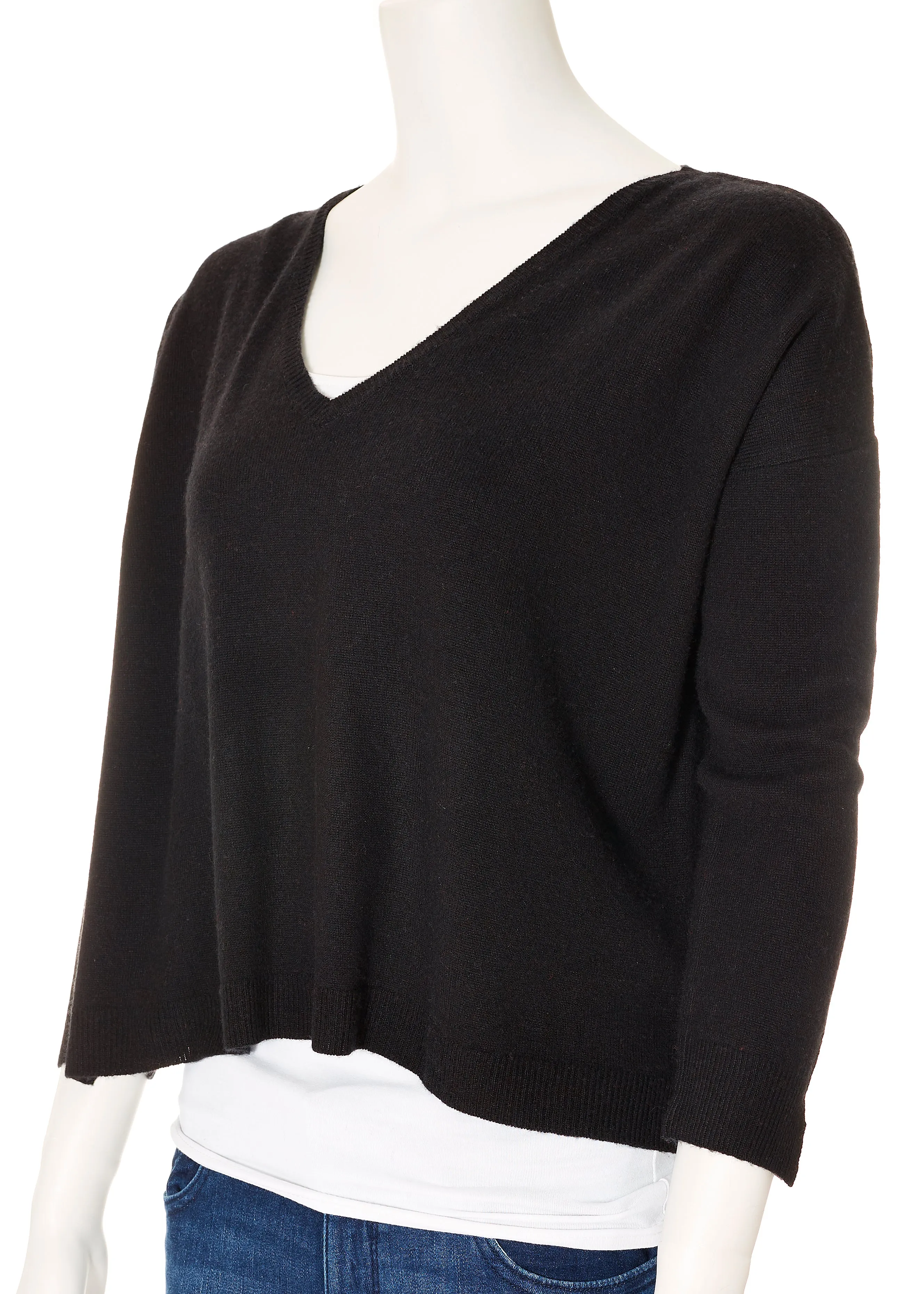 Short Blank Cashmere V Neck Sweater