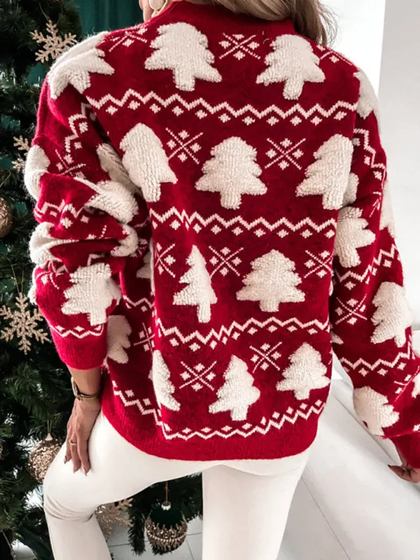 Women's pullover Christmas knitted long sleeve sweater