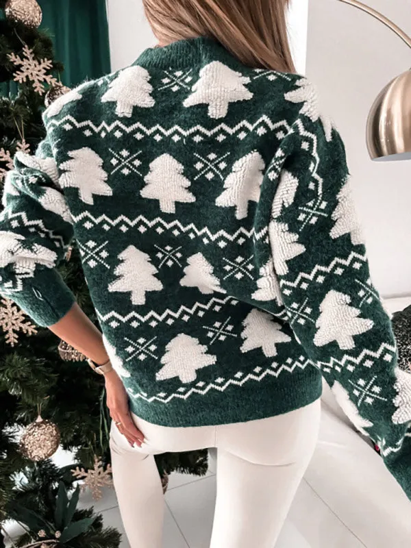 Women's pullover Christmas knitted long sleeve sweater