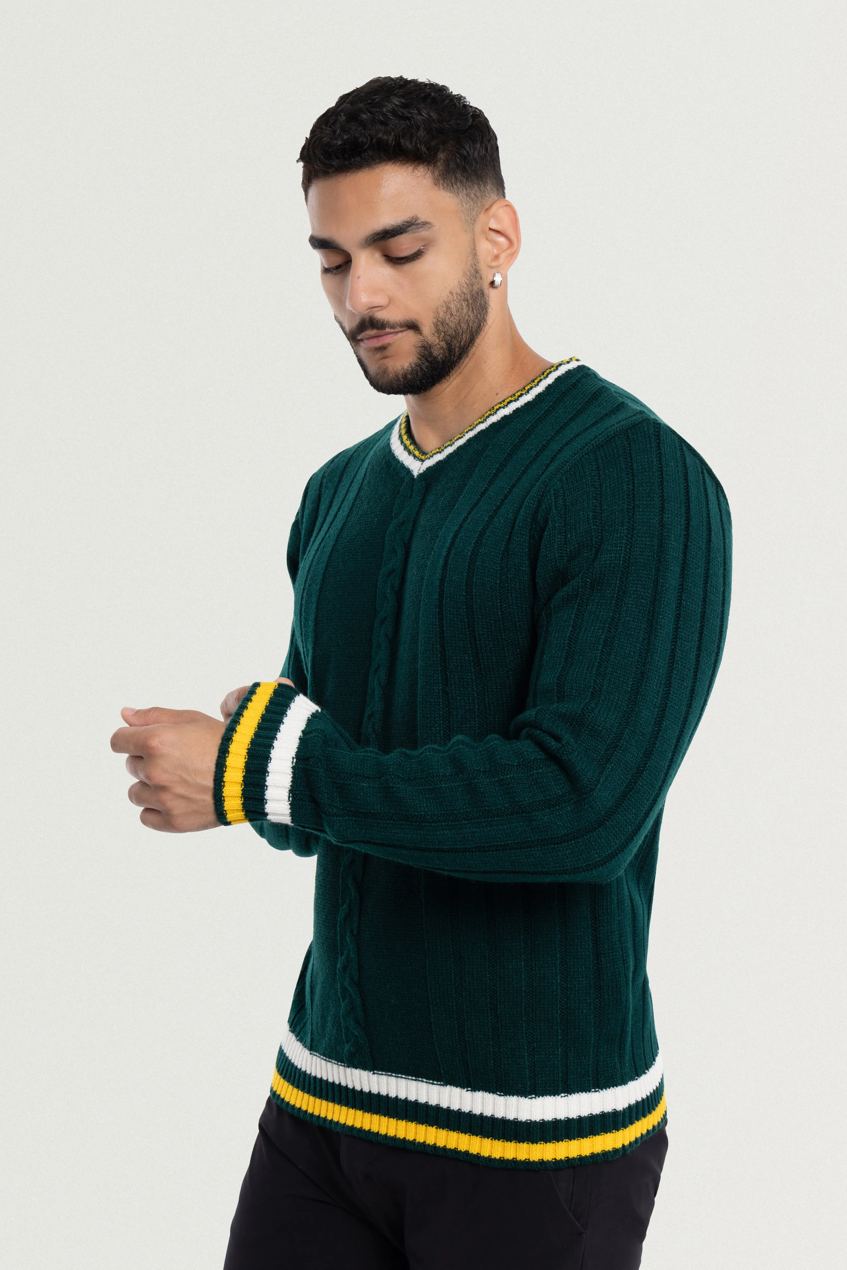 X RAY Men's Cable Knit Middleweight Soft Tipped V-Neck Sweater Regular and Big & Tall